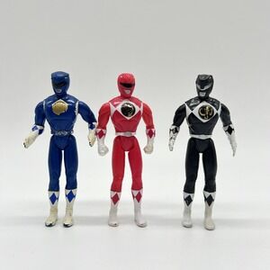 Saban Power Rangers Blue‎ Red Black Ranger 4" Action Figure 1995 Vintage TCFFC